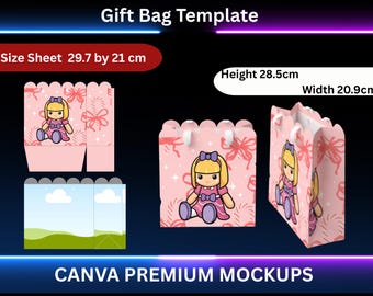 Sjabloon cadeauzakje, cadeauzakje SVG, label cadeauzakje, boodschappentas, feestgunst, tassjabloon, aangepaste cadeauzakje, cadeauzakje, handtas, papieren zak