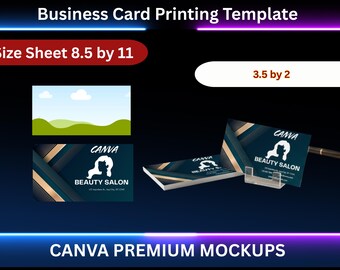 Business Card Printing Template 3.5x2 inch | Blank Business Card Canva Editable | Drag & Drop | Print at Home, Canva Business Card Frame