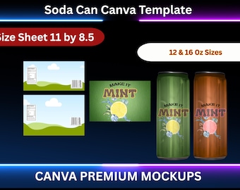 Soda Can Canva Template, Soda Can Wrapper Template, Blank Soda Can Wrap, Party Favor Soda Can, Beer Can Label, Regular Soda Can Template