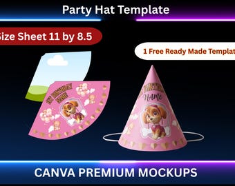 Party Cone Hat Template: Party Hat Template, Birthday Hat Template , Custom Party Hat Template, Party Hat Template Svg, Canva Drag and drop