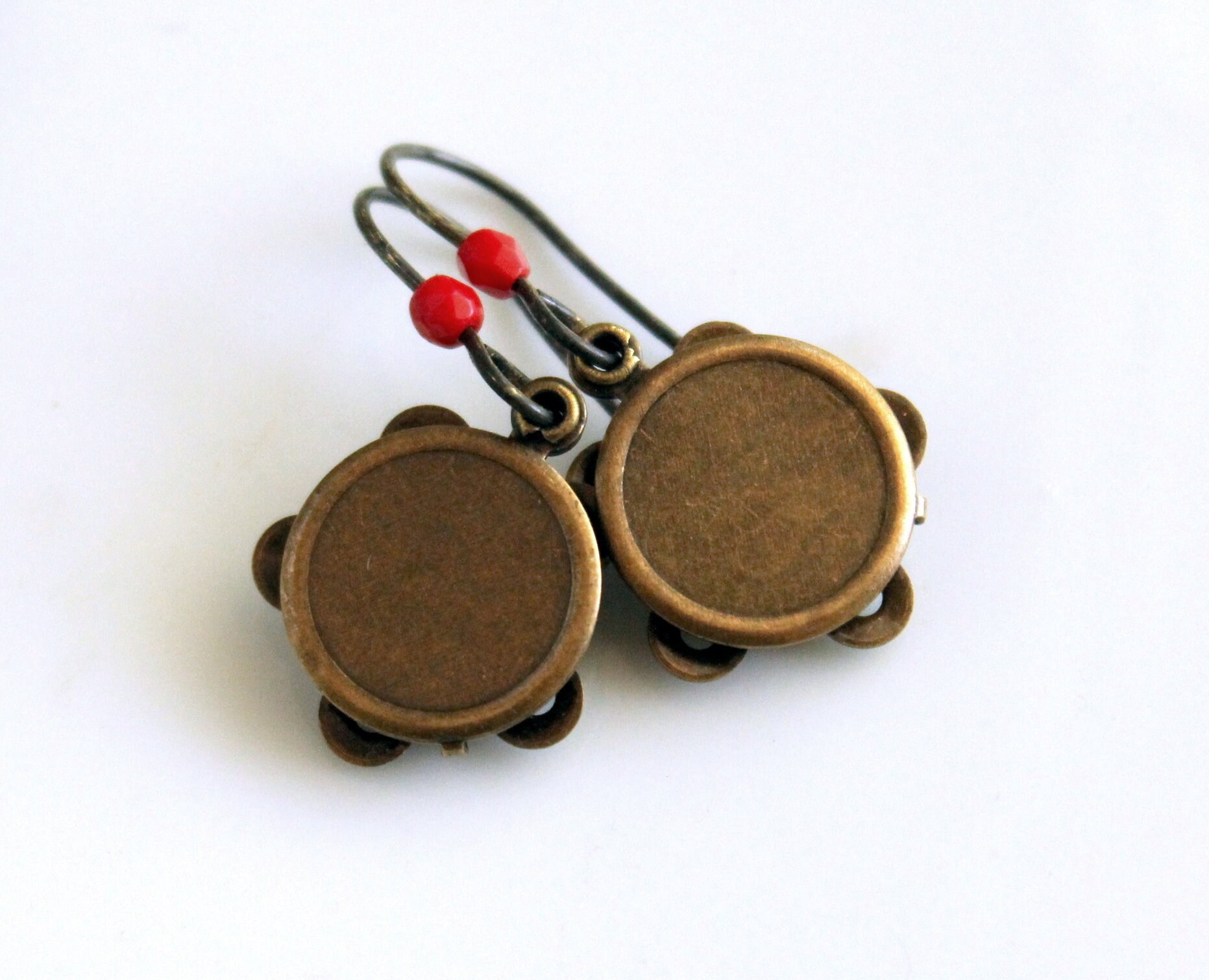 Fun Tiny Vintage Movable Brass Tambourine Earrings Etsy