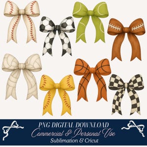Sports Bow PNG Bundle: Coquette Clipart for Cricut (Digital Download