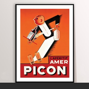 Vintage Amer Picon Art Deco Canvas Poster: L&#39;apéritif Food & Drink