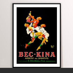 Bec Kına Aperitif des Sportif ヴィンテージ アールデコ キャンバス ポスター プリント
