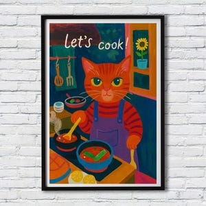 Culinary Cat Print: Whiskered Chef Gourmet Kitchen Poster