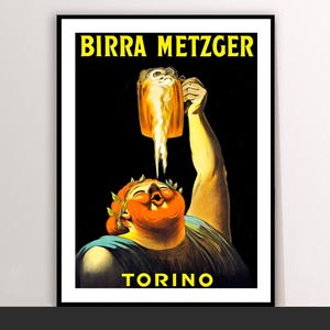 Birra Metzger Torino Poster: Vintage Art Deco Food & Drink Canvas Print