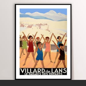 Villard de Lans France Travel Poster: Art Deco Canvas Print
