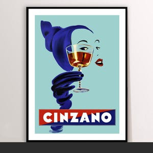 Cinzano Art Deco Canvas Poster: Vintage Food & Drink Print