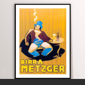 Birra Metzger Torino Vintage Art Deco Poster: Italian Beer Canvas Print