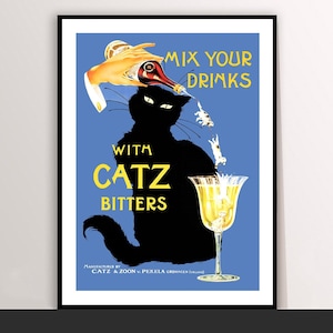 Catz Bitters Art Deco Leinwanddruck: Vintage Essen & Trinken Poster