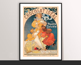 アルフォンス・ミュシャ作「ショコラ・イデアル」ヴィンテージ