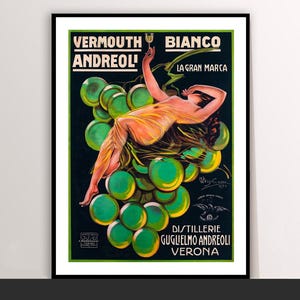Vermouth Bianco Andreoli Poster: Vintage Art Deco Food & Drink Canvas Print