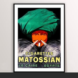 Vintage Cigarettes Matossian Poster: La Caire Egypte Tobacco Wall Art