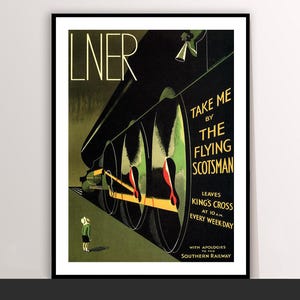ヴィンテージ鉄道旅行ポスター：LNERフライング・スコッツマン、サザン鉄道の印刷物