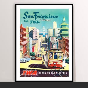 San Francisco TWA Vintage Travel Poster: Mid-Century Canvas Print