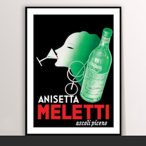 Anisetta Meletti Italian Liqueur Art Deco Canvas Poster Print