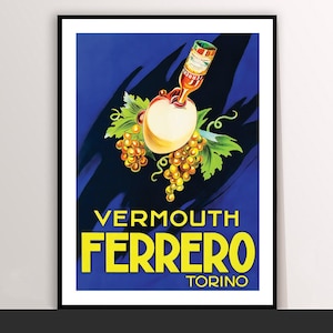 Vermouth Ferrero Art Deco Poster: Torino Vintage Food & Drink Canvas Print