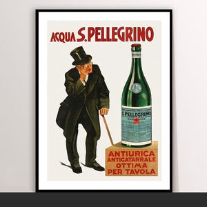 Acqua S. Pellegrino Italy Vintage Food&Drink Canvas Roll Poster - Art Deco, Poster Print, Gift Idea, Print Buy 2 Get 1 Free