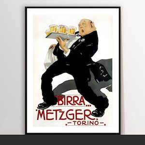 Birra Metzger Torino Poster: Vintage Art Deco Food & Drink Canvas Print