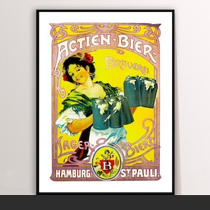 Actien Beer, Lager Biere Vintage Food&Drink Canvas Roll Poster - Art Deco, Poster Print, Gift Idea, Print Buy 2 Get 1 Free