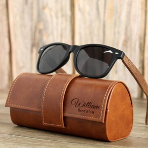 Personalized Groomsmen Gifts, Mens Wooden Sunglasses with Leather Box, Unisex Sunglasses, Mens Gift, Groomsmen Sunglasses, Best Man Gift