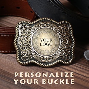 Hebillas de cinturón personalizadas para hombre, hebillas de cinturón occidentales personalizadas con su logotipo, regalo del Día del Padre para él, hebillas de vaquero grabadas para padrinos de boda