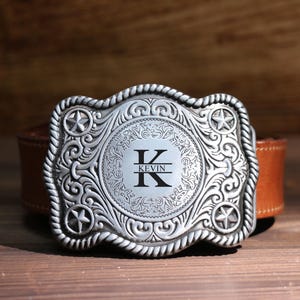 Personalized Western Cowboy Belt Buckle, Replacement Rodeo Belt Buckle, Country Men&#39;s Belt Accessories, Engraved Groomsmen Belt Buckle