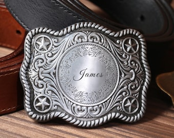 Western Belt Buckle Gift, Groomsman Cowboy Buckle Belt, Rodeo Buckle for Western Belt, Engraved Buckle, Gift for Him, Men's Belt Accessories