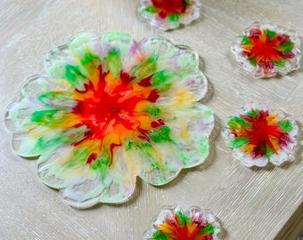 Bandeja floral de resina epoxi: recuerdo de ramo de boda, decoración de inauguración de la casa