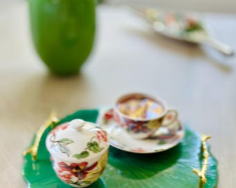 Bandeja de resina epoxi con asa: flores preservadas, recuerdo de boda