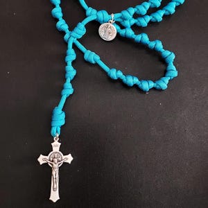 Handmade St. Benedict Paracord Rosary: Heavy-Duty Metal Crucifix, Customizable