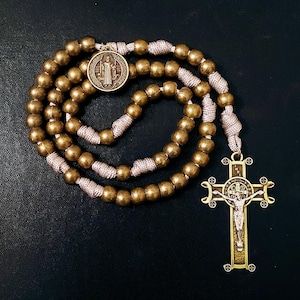 Handmade Bronze St. Benedict Rosary: Custom Paracord Catholic Gift