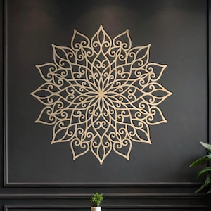 Lotus Mandala Wall Art, Wooden Mandala Wall Hanging, Wood Lotus Flower Wall Art,  Laser Cut Mandala Wall Panel, Wood Mandala Wall Decor