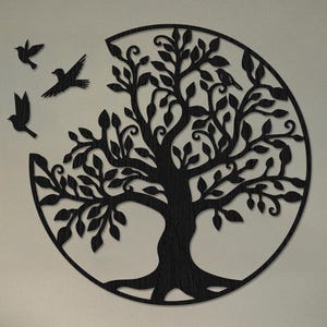 Wooden Tree Wall Art, Tree of Life Wall Art, Tree of Life Wooden Wall Decor With Birds,  Wood Tree of Life Wall Hanging, Wood Wall Decor