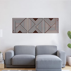 Paneles de madera geométricos, Panel de líneas geométricas, Arte geométrico de madera, Arte abstracto moderno de madera, Arte moderno de madera, Arte de madera