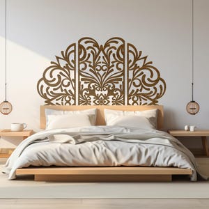 Panel de madera con mandala, panel de madera para cabecero, cabecero con mandala, cabecero con mandala tamaño king, panel para cabecero, arte mural con mandala de madera
