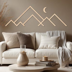 Mountain Wood Wall Art, Geometric Mountain Wall Hanging, Wooden Mountain Silhouette, Rustic Mountain Wood Art, Mountain Decor Wall Art