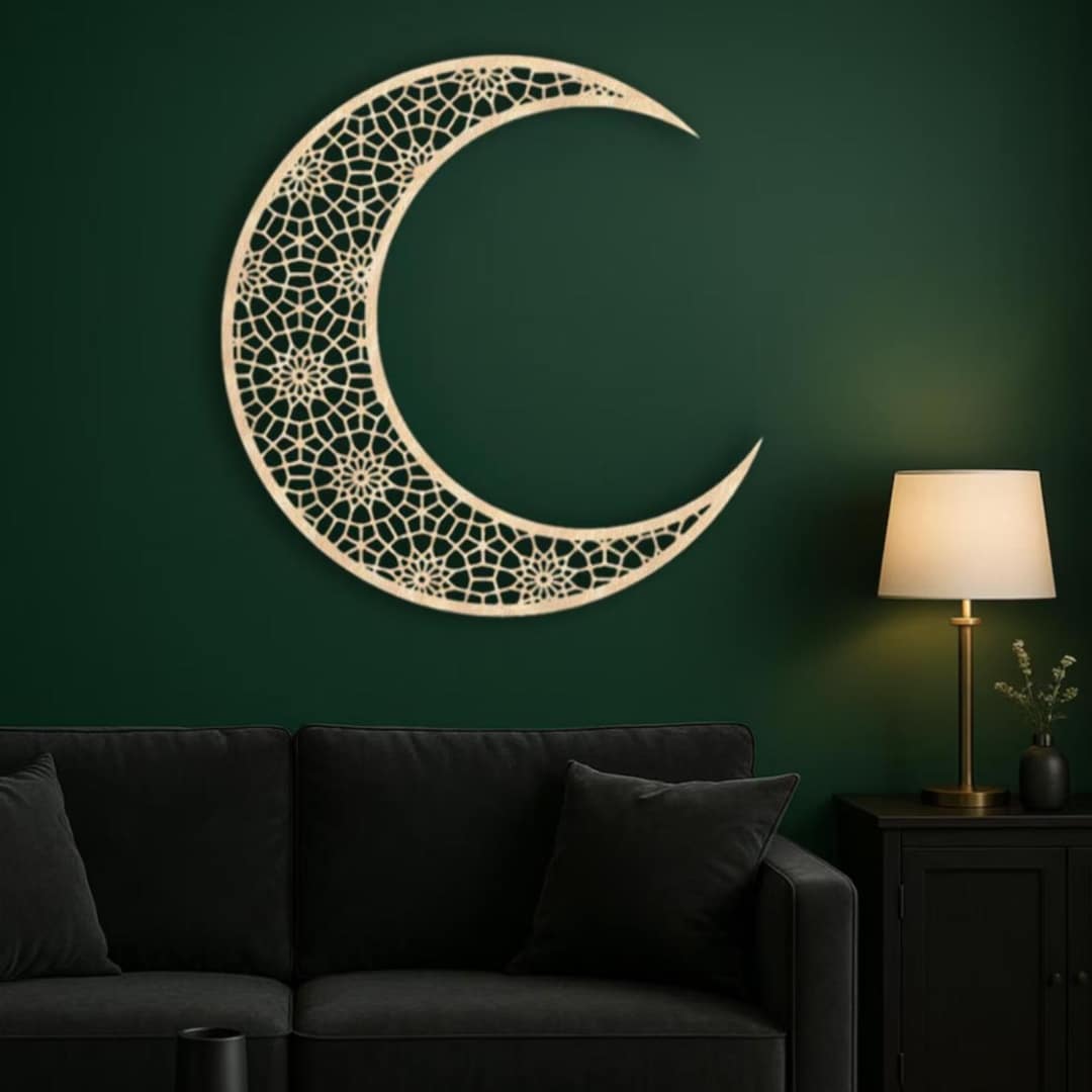 Wood Crescent Moon, Lunar Wall Decor, Moon Wood Wall Art, Half Moon ...