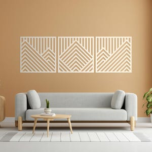 Geometric Mountain Wood Art, Wooden Wall Art With Mountain Lines, Mountain Wooden Art, Set Of 3 Wood Wall Art, Mountain Lines Wall Art