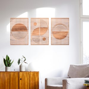 Boho Wood Wall Art Bauhaus Style, Geometric Wood Wall Art Set, Modern Abstract Wood Wall Art, Large Wood Wall Art, Modern Wood Wall Art Set