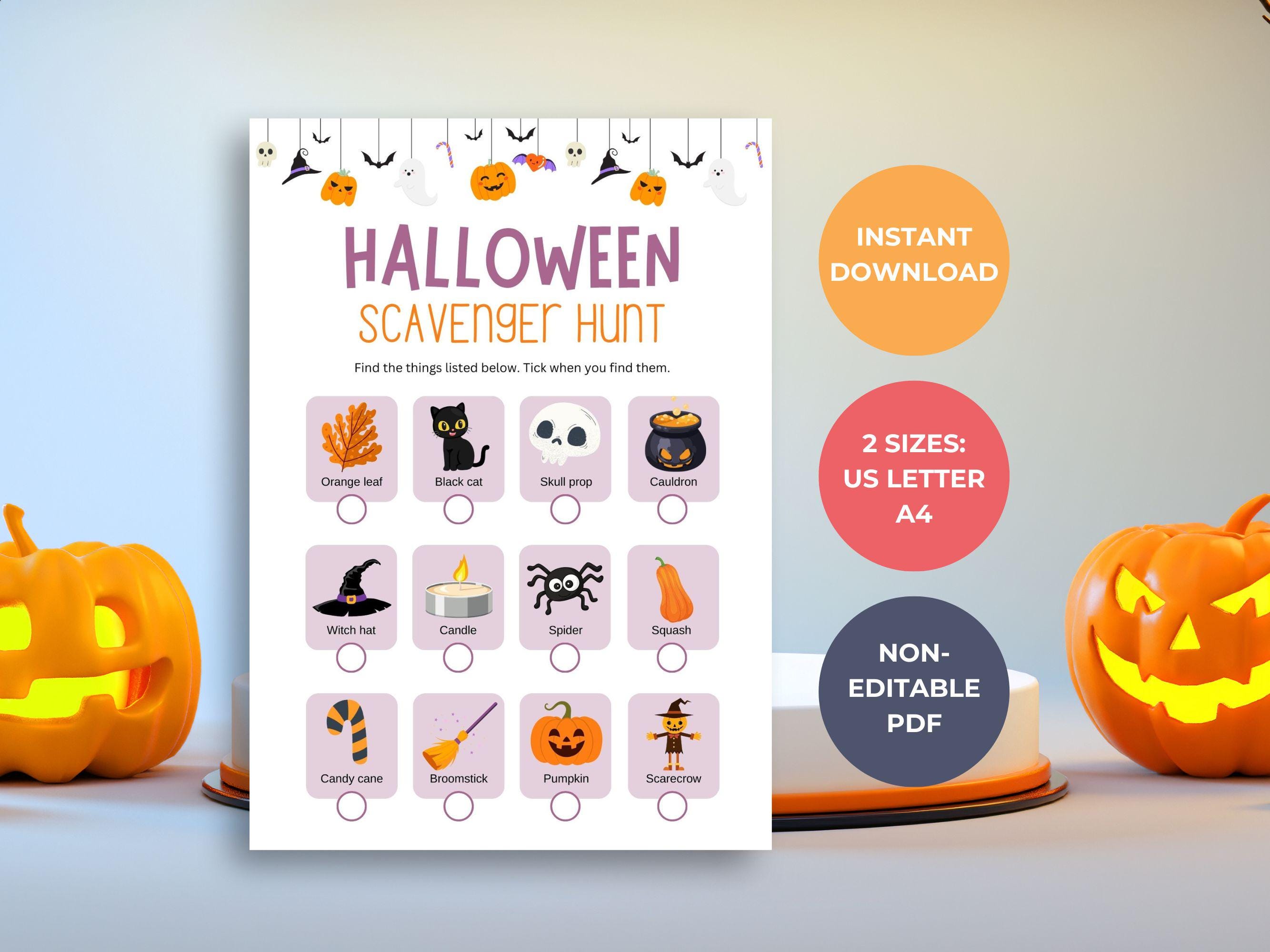 Halloween Scavenger Hunt for Kids – Printable Classroom Party Game ...