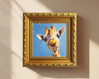 キリンの家族のアート、気まぐれなアクリル画のキリン、自宅、オフィス