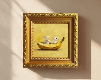 Whimsical Wall Art | Funny Wall Art | Anniversary Gift | Gift for Wife | Yellow Wall Art | Oil Painting | Dopamine Decor | Romantic Wall Art