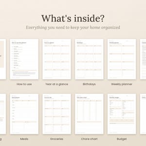 Household Planner Printable Cleaning Schedule, Meal Planner, Grocery List, Budget and Chore Chart Undated A4 & US Letter PDF