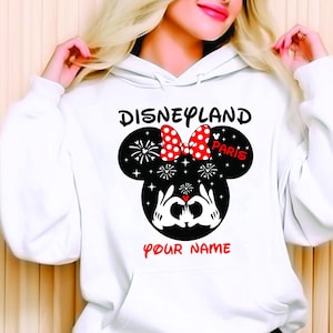 Personalised Disneyland Paris Hoodie, Disney Mickey Minnie Group Family Vacation, Custom Name Text Hoodie, Adult Unisex Kids Hood Top