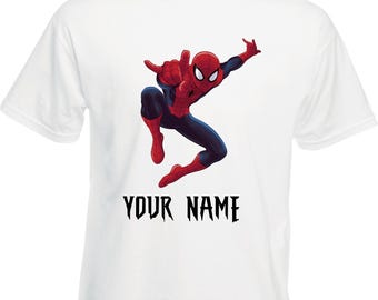 Personalised Spider-Man Kids Birthday Gift T-Shirt, Spider-Man Fans Graphic T-Shirt, Custom Name Text Superhero Tee, Unisex Kids Tee Top