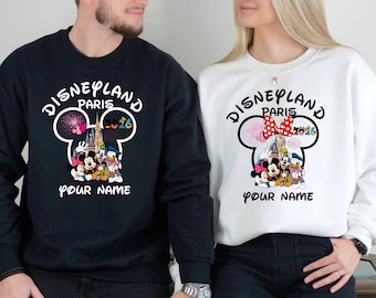 Suéter familiar personalizado de Disneyland París, viaje familiar en grupo 2026, suéter con nombre personalizado de Disneyland 2026, camiseta unisex para adultos y niños.