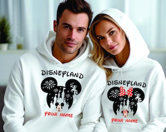 Personalised Disneyland Paris Family Hoodie, Group Family Holiday Vacation, Mickey And Friends Custom Name Hoodie, Unisex Kids Hood Top