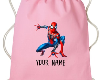 Personalised Spider-Man Backpack, Spidey Custom Drawstring Bag 2026, Spider-Man lover Your School PE Kit Rucksack kids Spidey Gift Bag