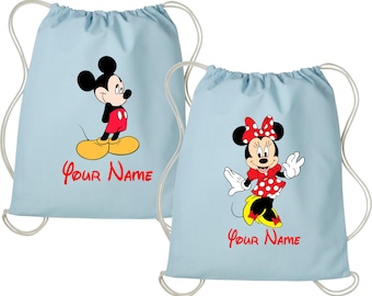 Drawstring Bag Mickey Minie Personalised Name School Club PE Custom Name Children's Sports Shoe Kids Backpack Outdoor Gym Wellies Boots